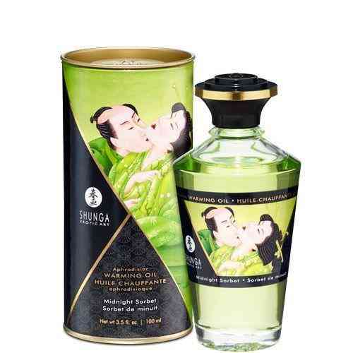 Разогревающее масло Shunga Aphrodisiac Warming Oil - Midnight Sorbet (100 мл) без сахара, вкусный Sex Aura Киев