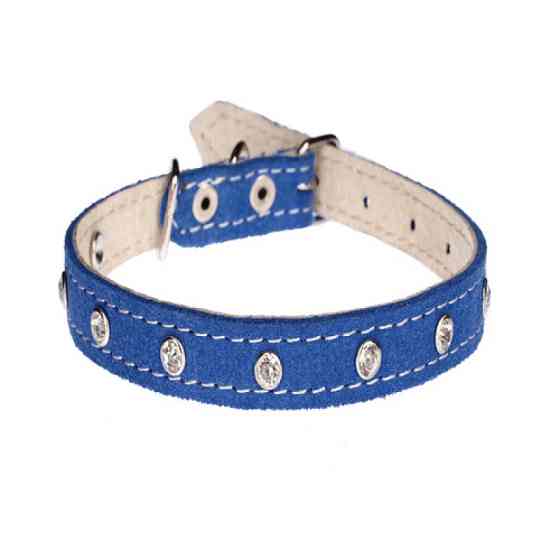 Ошейник 128 12мм "Велюр" кожа двойной украшенный стразами Вінниця