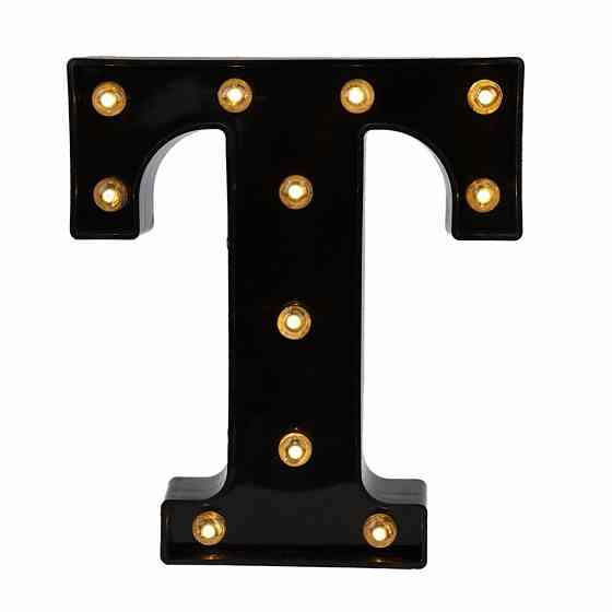 Буква с подсветкой T объемная маленькая 22 на 19 см черный Киев