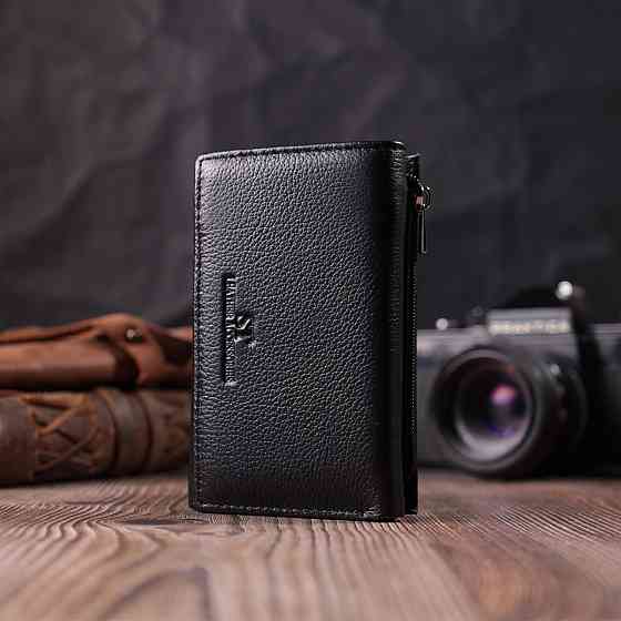 Кожаный женский кошелек в три сложения ST Leather 22488 Черный Киев