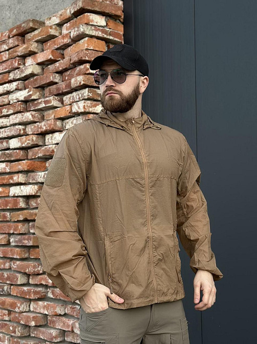 Літня тактична куртка койот для військових, з капюшоном, липучками та анатомічним кроєм Львів - фото 2