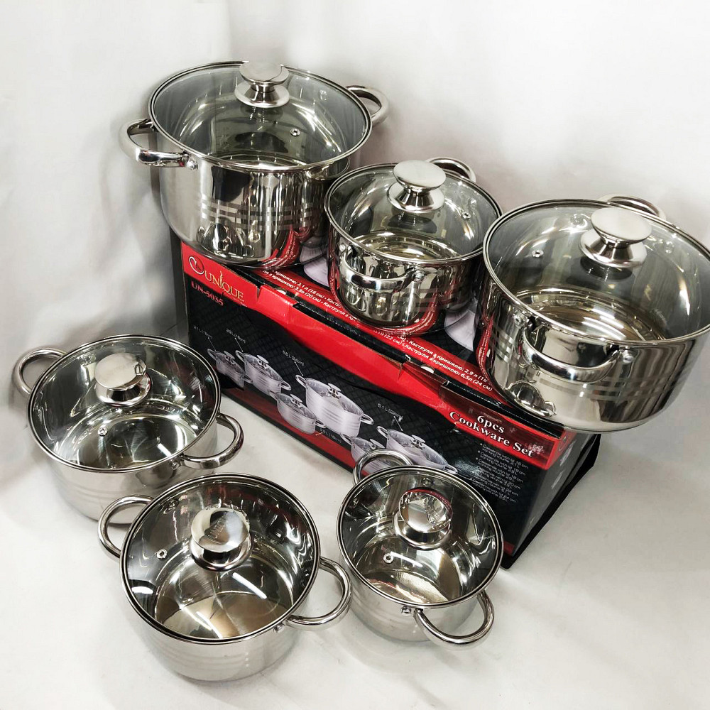 Набор кастрюль с антипригарным дном UNIQUE, Хорошие кастрюли, Набор кастрюль-сотейников AJ-70 Львов - изображение 3