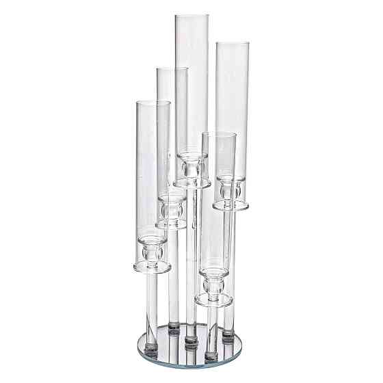 Yiwu Підсвічник скляний на 5 свічок 20×72.5 см підсвічник декоративний прозорий на ніжці HP-4-6 Киев