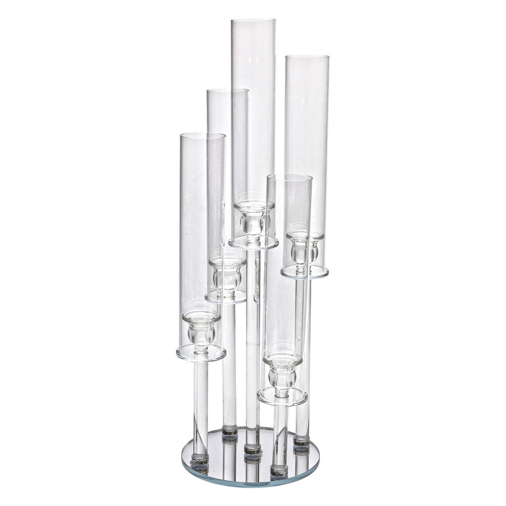 Yiwu Підсвічник скляний на 5 свічок 20×72.5 см підсвічник декоративний прозорий на ніжці HP-4-6 Киев - изображение 1