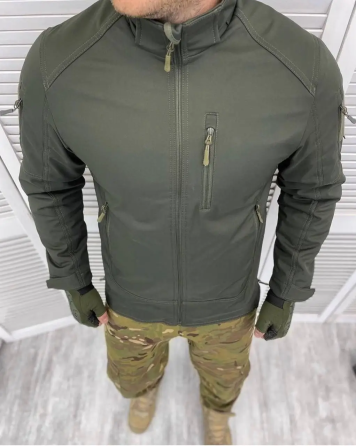 Армійська тактична куртка Combat (тканина soft-shell) на флісі Оливковий 3XL Вінниця
