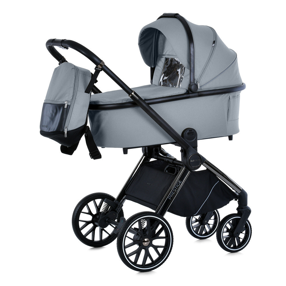 Коляска універсальна 2в1 El Camino PRESTIGE Frost Gray люлька + прогулянковий блок сумка дощовики москітна сітка Світло-Сіра (ME Чернигов - изображение 1
