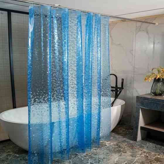 Шторка для душу та ванної кімнати з 3 магнітами-обважнювачами, колір прозоро-блакитний 3D-принт Кам'янець-Подільський