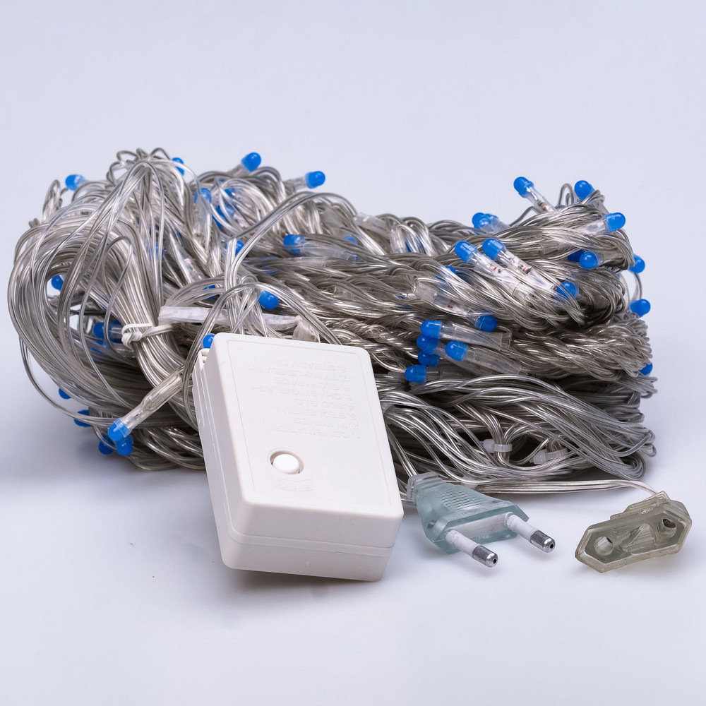 Гірлянда штора 3х2 м 144 LED світлодіодна мідний провід 16 ниток Синій ZWM2320LEDBL Київ - фото 8