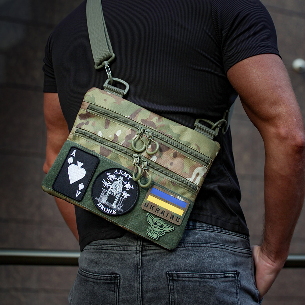 Сумка через плечо из военной ткани, Сумка для скрытого ношения пистолета кобура наплечная FZ-80 Львов - изображение 7