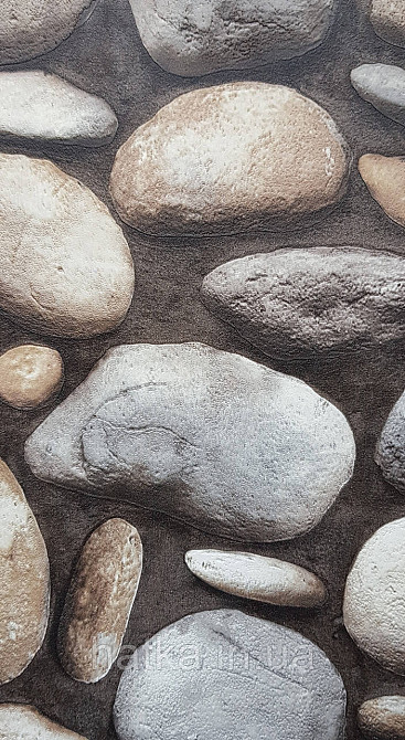 Шпалери вінілові на флізеліні AdaWall Roka 1.06х10 під морський камінь сірі бежеві чорні 23113-3 Київ - фото 2