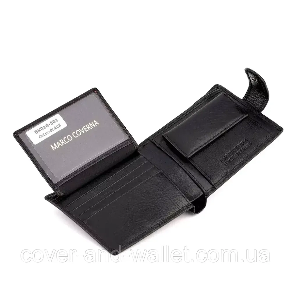 Солидный мужской кожаный кошелек небольшого размера Marco Coverna BK 047-801 черный Киев - изображение 19