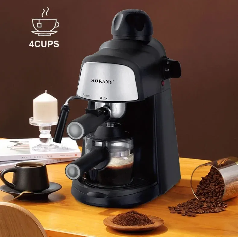 Парова кавоварка для еспресо SK-6810 800Вт 3,5 бар капучинатор 4 чашки кавоварки для дому Одеса - фото 1