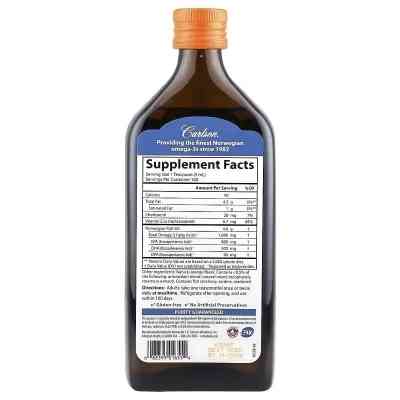Жирные кислоты Carlson Норвежский рыбий жир, вкус апельсина, 1600 мг, Norwegian Finest Fis (CAR-01655) Винница