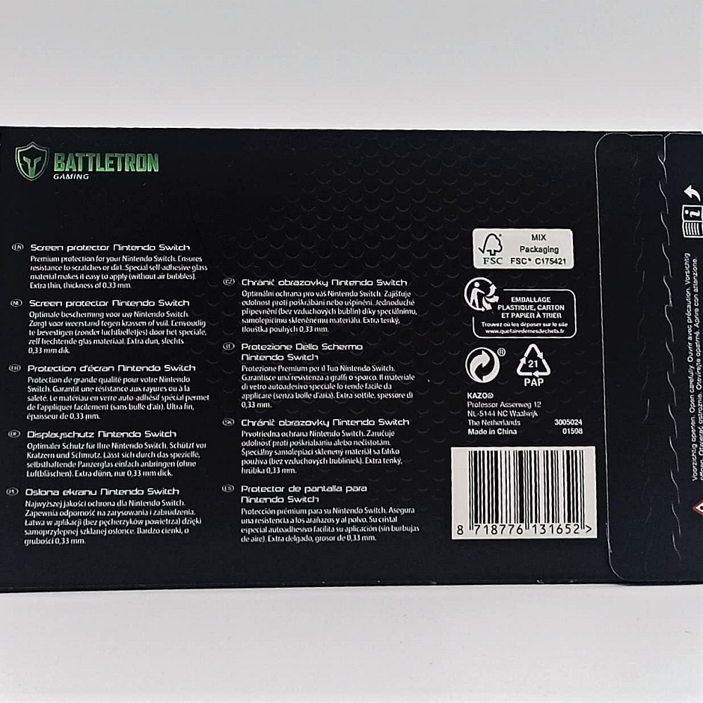 Защитное стекло Battletron Tempered Glass 9H для Nintendo Switch прозрачное 6.2