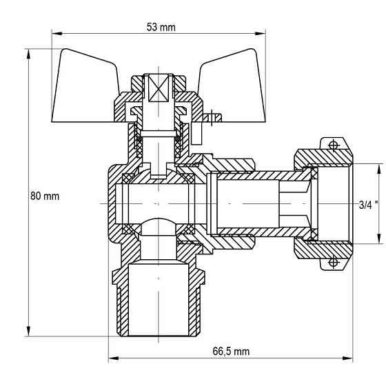 Кран з накидною гайкою 3/4" ГШМ кутовий Koer KR.221 (KR0171)   ( 28184 ) Харків