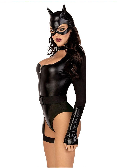 Эротический костюм кошечки Leg Avenue Fierce Feline L, боди, пояс с подвязкой, маска кошки Sex Aura Киев - изображение 3