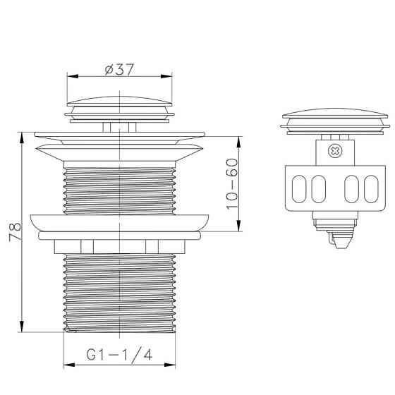 Донный клапан для раковины Zerix BV-06 1 1/4'' без перелива автоматический СLICK-СLACK (Цвет хром) (ZX6023) Киев