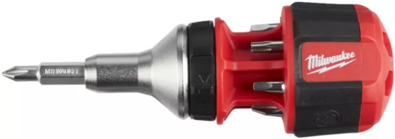 Профессиональная отвертка с трещоткой короткая универсальная MILWAUKEE 8 в 1 (4932471868) Киев