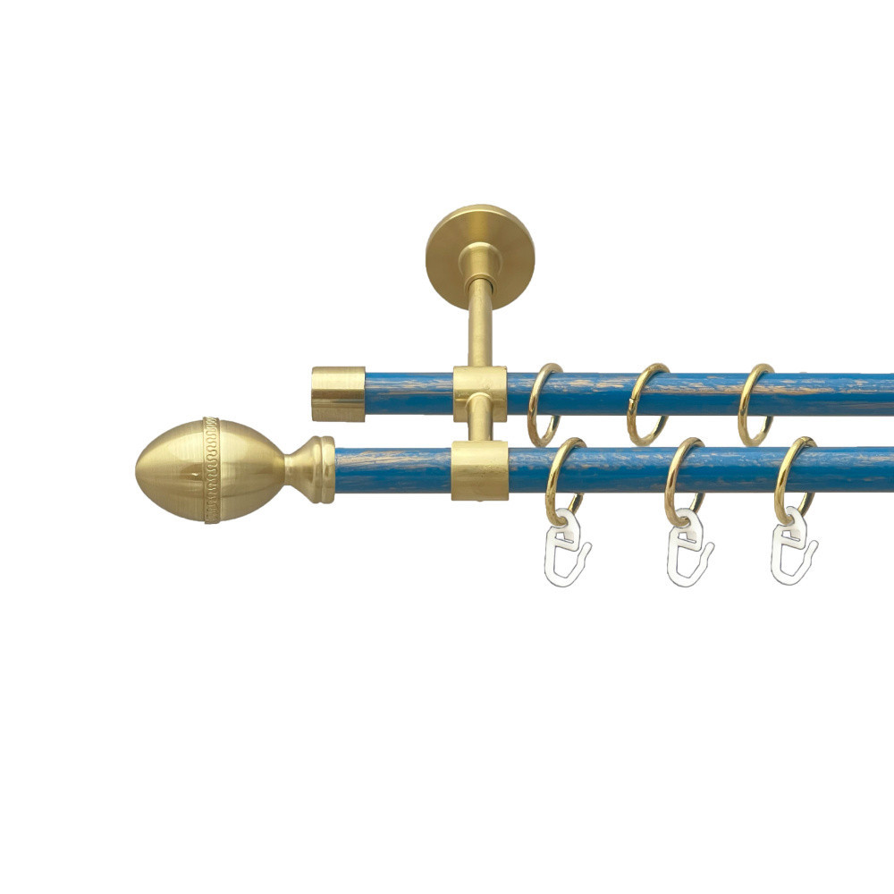 Карниз Orvit Фарже металевий дворядний закритий гладка труба кільце металеве Золото Матове - Блакить 16\16 мм Львов - изображение 1