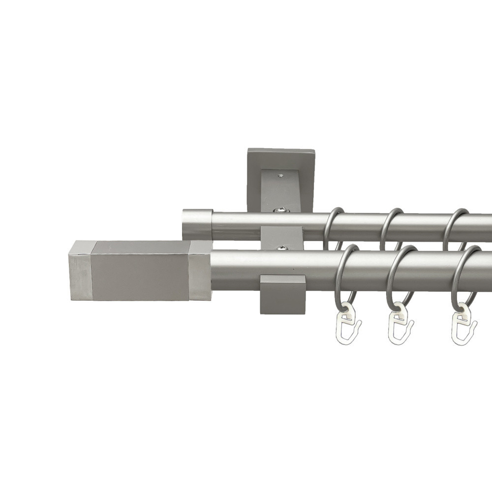 Карниз Orvit Квадро металевий дворядний техно гладка труба кільце металеве Сатин 25\19 мм 160 см (00-00026385) Львів - фото 1