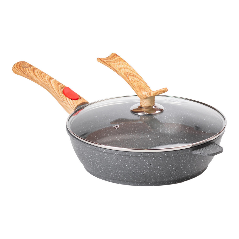 Глибока алюмінієва сковорода з кришкою Ø 28 см, сірий колір Київ - фото 7