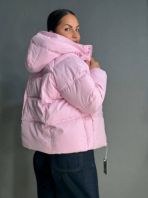 Куртка жіноча Haiziyuan 8589 середня довжина з капюшоном рожева, рожевий, L Київ - фото 3