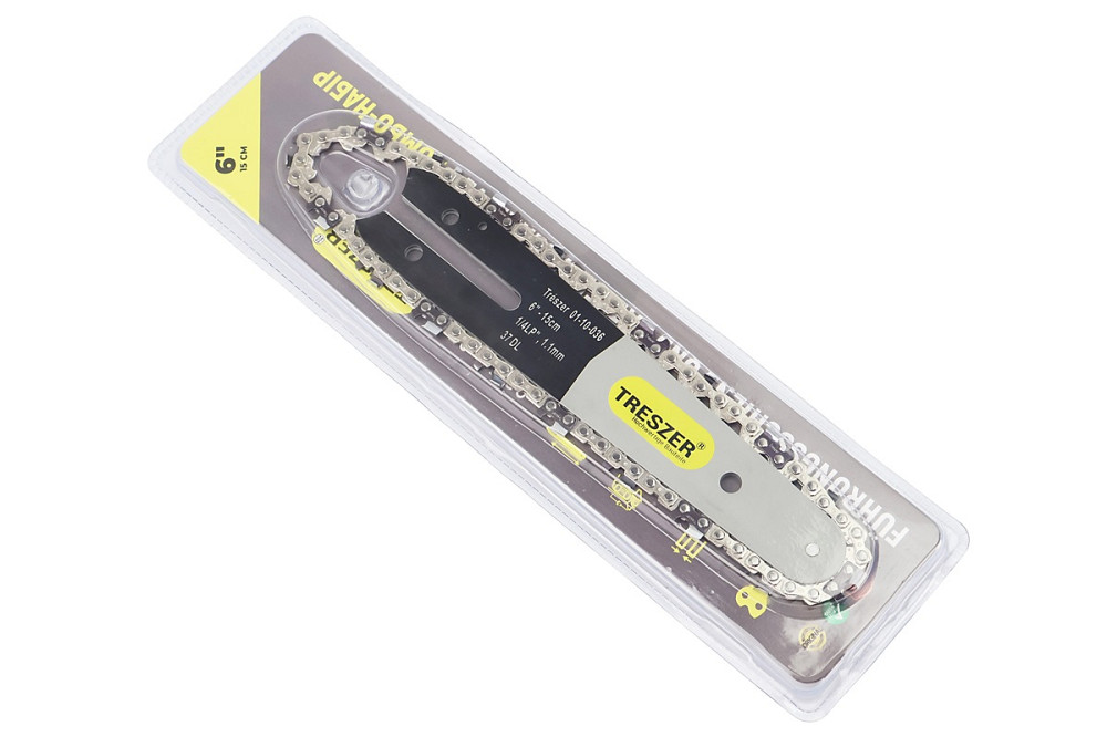 Шина 6"-1,1mm 1/4" 37зв L-18см (Підходить на акумуляторну міні-пилу) + ланцюг 1/4"-1,1mm-37зв. квад. зуб, на блістері Бершадь - фото 1