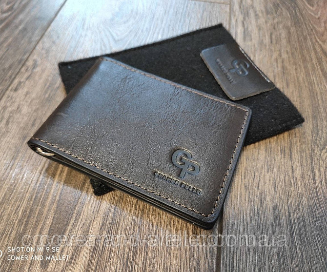 Затискач для грошей і карток із гладкої шкіри ручної роботи Grande Pelle Чорний Київ - фото 5