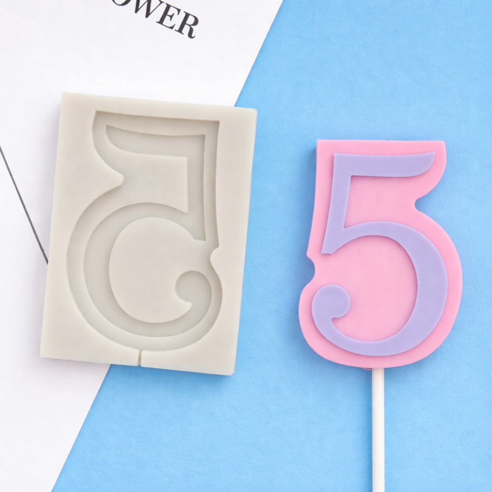 Молд силіконовий цифра 5 універсальний 91 на 66 мм сірий Київ - фото 2