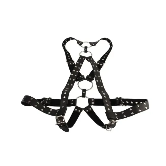 Портупея-бондаж Chisa BEHAVE! Luxury Fetish с декоративными заклепками, черная Sex Aura Киев