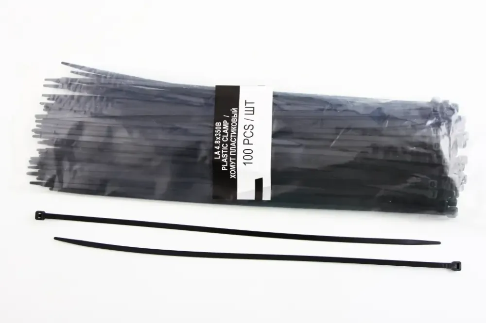 Хомут стрічковий пластм. чорний 4.8*350 мм LSA (100 шт.) Вінниця - фото 1