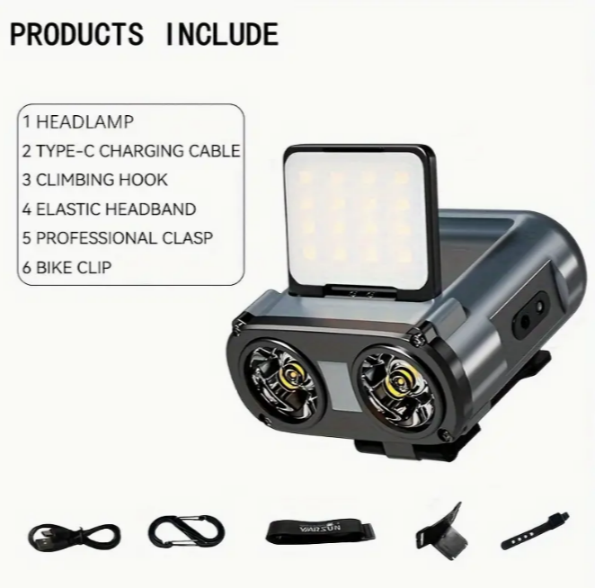 Налобний ліхтар Rablex RB951, червоний+білий світло, 2хXPL+16хCOB+1хRED COB, акум, Type-C Дніпро - фото 7