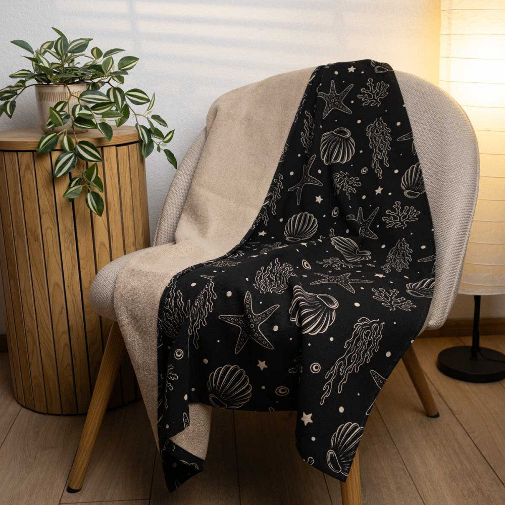 Пляжний рушник великий тонкий махровий з принтом GM Textile 70х150 см 300 г/м2 (Чорний) Суми - фото 1