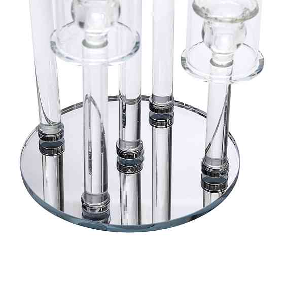 Yiwu Підсвічник скляний на 5 свічок 20×72.5 см підсвічник декоративний прозорий на ніжці HP-4-6 Киев