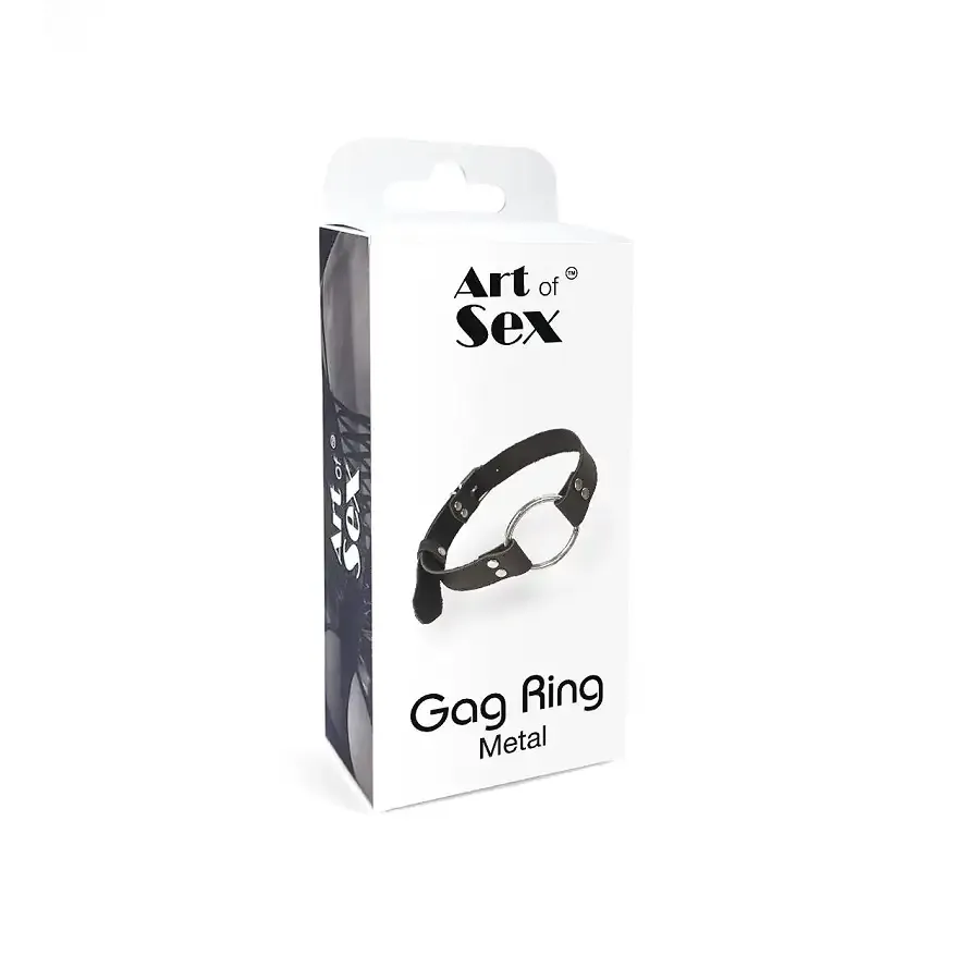 Кляп металеве кільце на ременях Art of Sex – Gag Ring Metal, чорний, натуральна шкіра Львів - фото 4