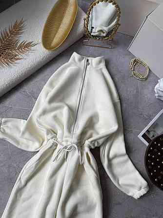 Женский теплый повседневный комбинезон из двухстороннего флиса Молочный, 48/52 Одесса