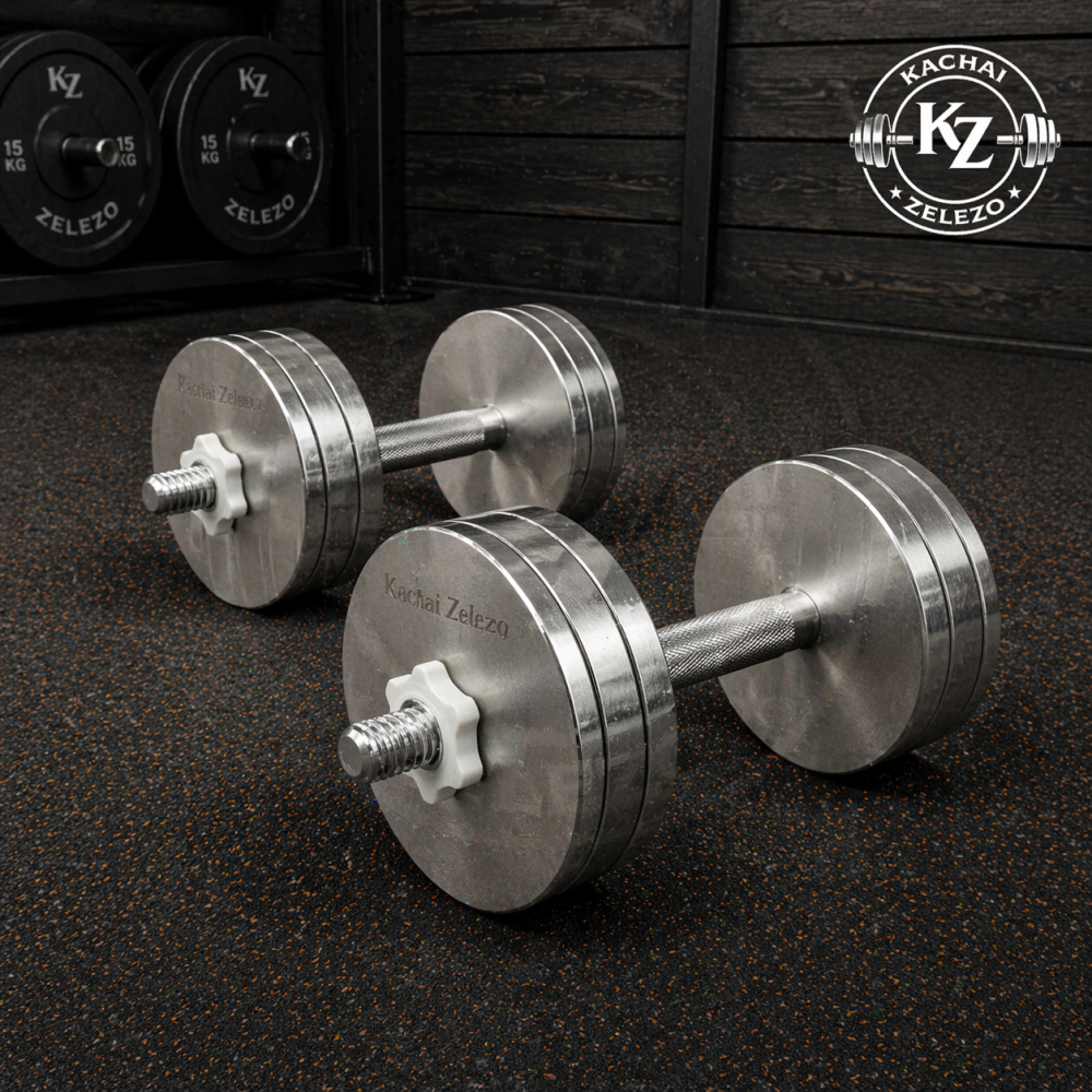 Гантели наборные 2 по 20 кг металлические без покрытия Kachai Zelezo Iron Pro Киев - изображение 7