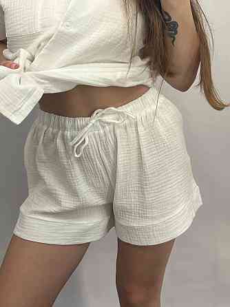 Муслінова жіноча піжама з шортами Молочний L Харків