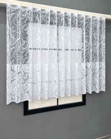 Короткий тюль, высотой 1,2м, жаккард мрамор цвет белый 2004т Киев