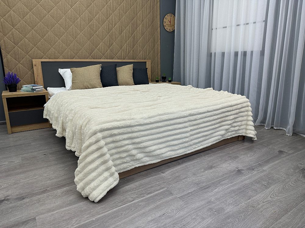 Плед-покривало смужка Шарпей 220х225 см (+-5см) Молочний (87-033) Київ - фото 5