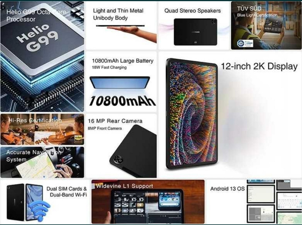 Планшет: Doogee T20 Ultra 12+20/ 256Gb. 12" G99 10800mAh. LTE + Чехол, Стекло.!!! Київ - фото 6