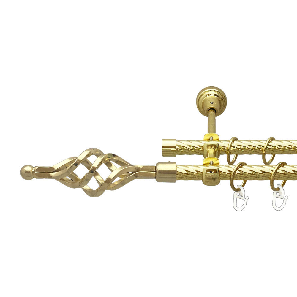 Карниз Orvit Ажур Мала металевий дворядний відкритий скручена труба кільце металеве Золото 16\16 мм 300 см Львов - изображение 1