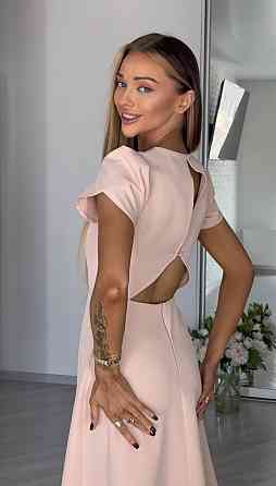 Жіноча стильна романтична сукня з розрізом костюмне Бежевий, 46/48 Одеса