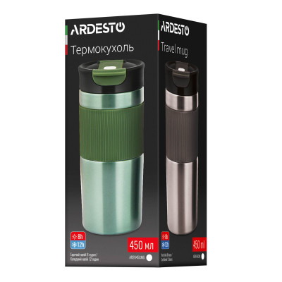 Термокружка Ardesto Comfort нержавіюча сталь зелений 450 мл (AR2645CMG) Винница - изображение 6