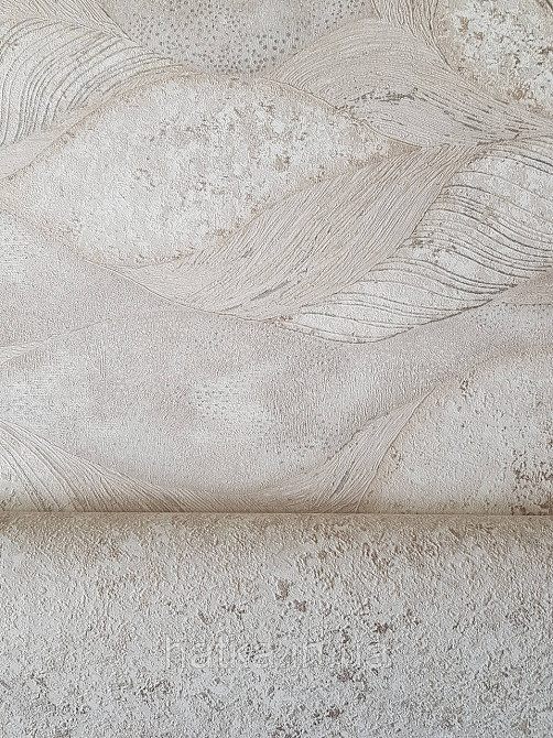 Обои виниловые на флизелине метровые Sintra Edelina абстракция волны листья 3д бежевые серебро Киев - изображение 2