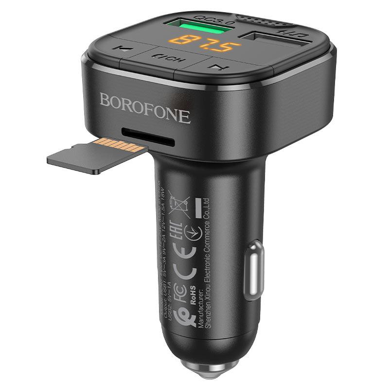 АЗП з FM-модулятором BOROFONE BC43 Flash QC3.0 car BT FM transmitter 18W Black Київ - фото 8