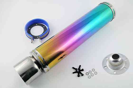 Глушник (тюнінг) 420*10 см, кріп. Ø78mm (нержавіюча сталь, веселка, mod:17) Мукачево