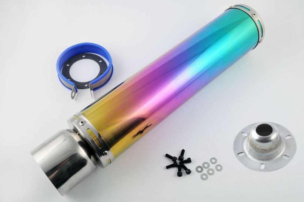 Глушитель (тюнинг) 420*10 см, креп. Ø78mm (нержавейка, радуга, mod:17) Мукачево - изображение 1