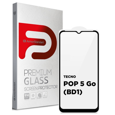 Стекло защитное Armorstandart Full Glue TECNO POP 5 Go (BD1) Black (ARM65314) Винница - изображение 1