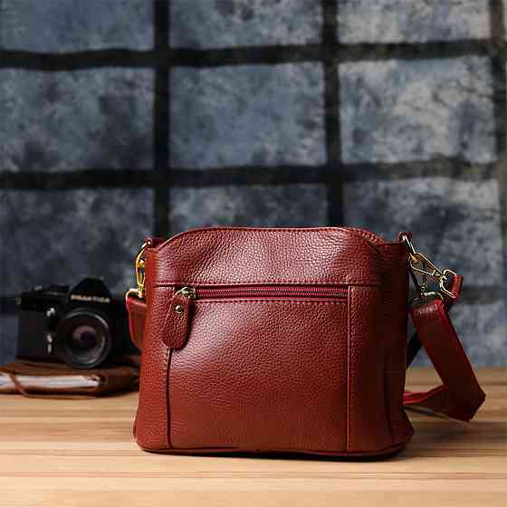 Женская кожаная сумка с тремя секциями Vintage 22981 Красный Киев